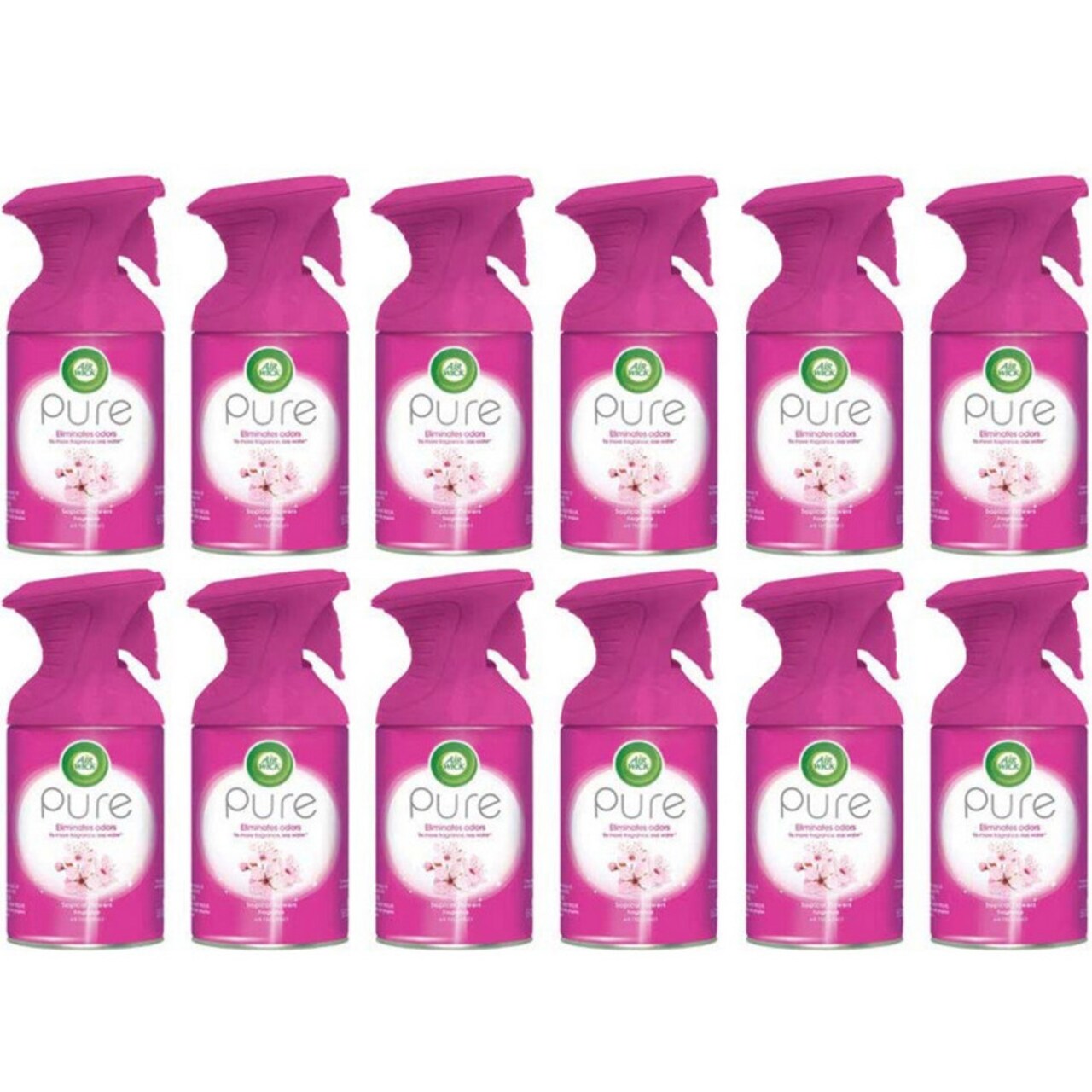 Air Wick Pure Air Freshener Spray Premium Fragrance Tropical Flowers 5.5 oz (12 Spray Bottles)